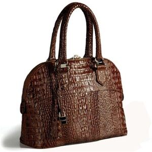 Stauer Brown crocodile-embossed brown faux leather crossbody or Handbag
